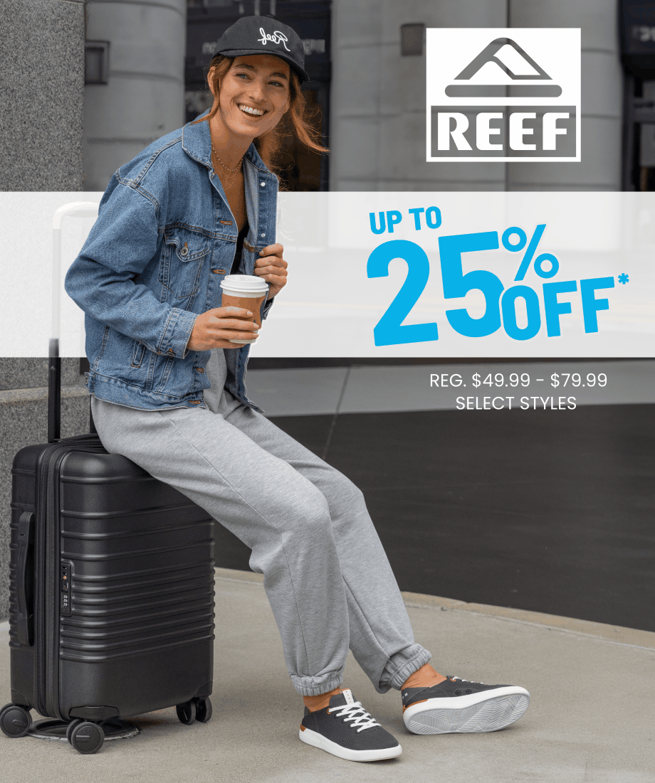 Save up to 25% off select men's and women's Reef sandals.