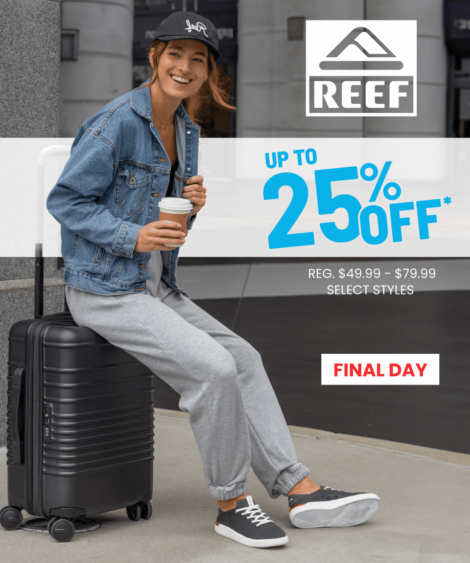 Save up to 25% off select men's and women's Reef sandals.
